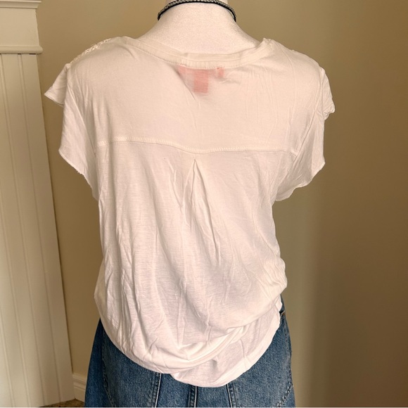 Joe Fresh short sleeve top White Lace Yoke Cap Sleeve Large - Picture 4 of 5